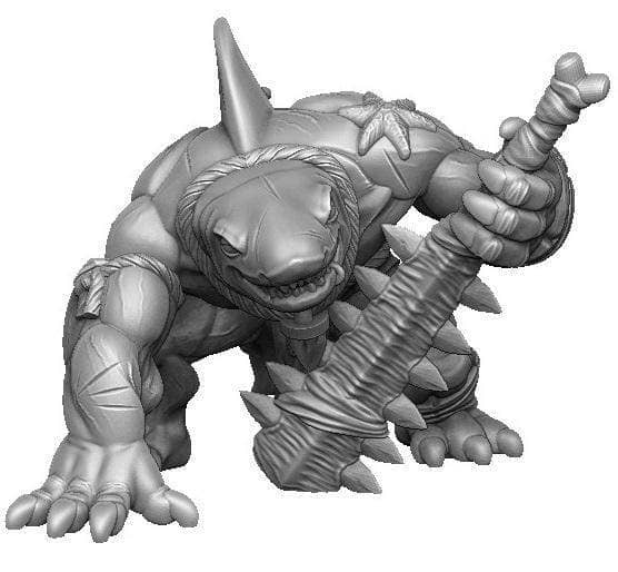 Sharkman with Sword-Onmioji-Barbarian,Beastfolk,Fighter,Lycanthrope,Sea Creature,Tribal